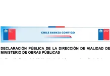 DECLARACIÓN PÚBLICA DE LA DIRECCIÓN DE VIALIDAD DEL MINISTERIO DE OBRAS PÚBLICAS